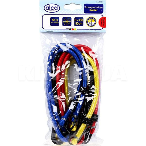 Ремень стяжной с крюками Transport Flex Oktopus эластичный 0.8м комплект 4шт ALCA (881000) - 2