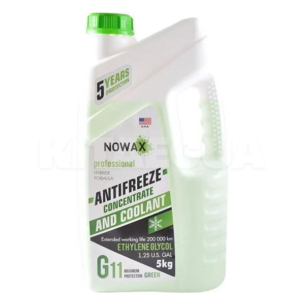 Антифриз-концентрат зеленый 5кг G11 -40°C NOWAX (NX05005)