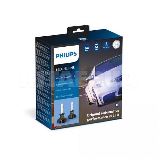 LED лампа для авто Ultinon Pro9000 HL P14.5s 18W 5800K (комплект) PHILIPS (PS 11258 U90CW X2) - 2