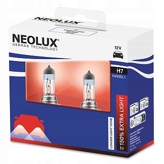 Галогенні лампи H7 55W 12V Extra Light +150% комплект NEOLUX