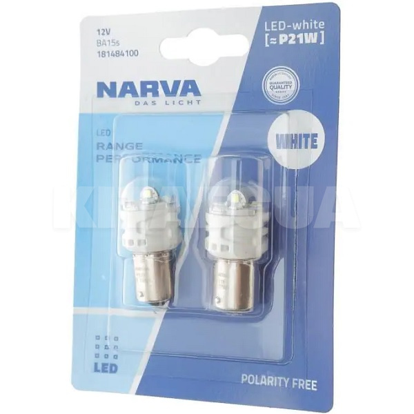 LED лампа для авто Range Performance BA15s 2.2W 6000K (комплект) NARVA (18148B2)