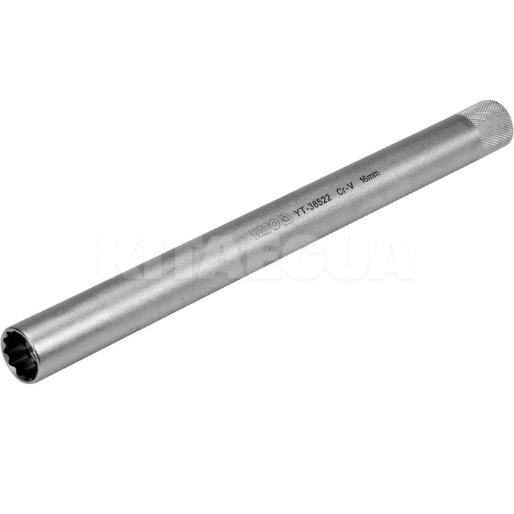 Головка свічкова 12-гранна 16 мм 3/8" 250 мм YATO (YT-38522)