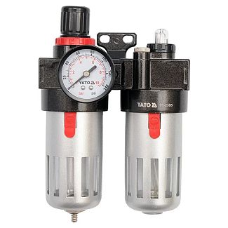 Фільтр-редуктор із манометром пневматичний подвійний 1/4" 9.3 бар 90см3 YATO