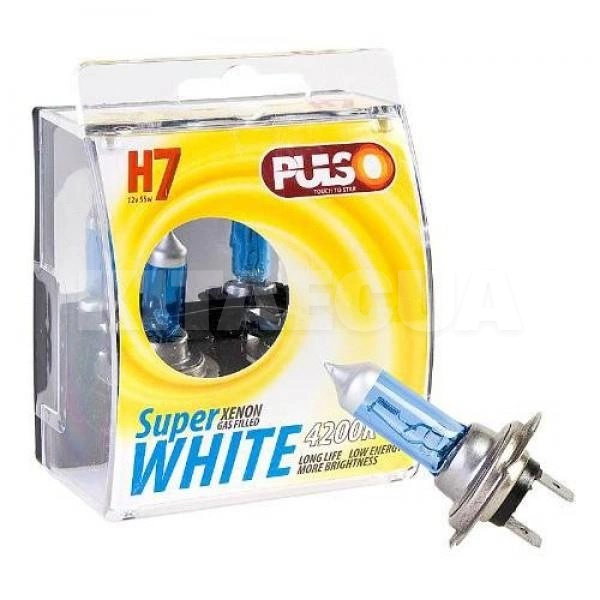 Галогенная лампа H7 55W 12V super white комплект PULSO (LP-72551)