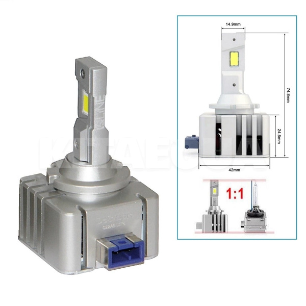 LED лампа для авто Ultra D8S 65W 6000K (комплект) QLine (00-00020285) - 2