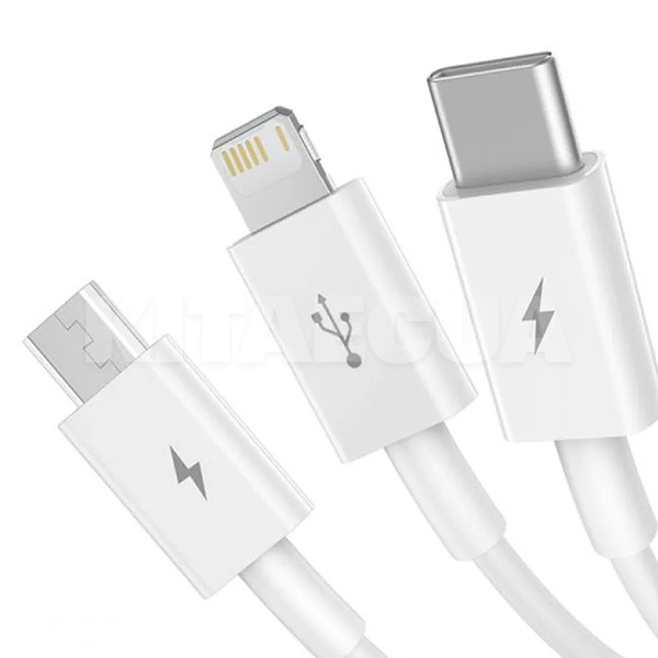 Кабель USB microUSB/Lightning/Type-C 3.5A Superior Series 3-in-1 1.5м білий BASEUS (CAMLTYS-02) - 2
