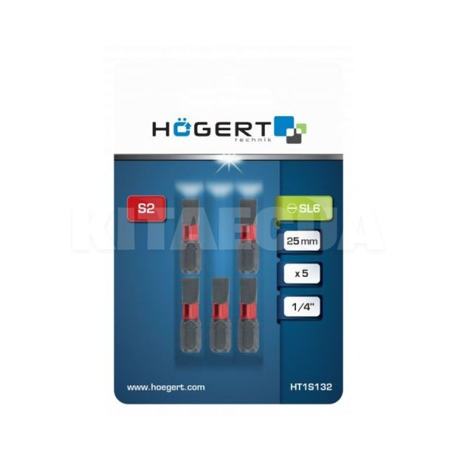 Біта ударна SL6 1/4" 25 мм 5 штук HOGERT (HT1S132) - 2