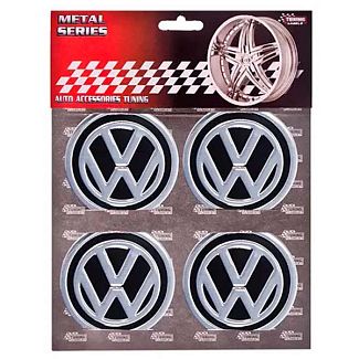 Наклейка на колпаки D90 мм "VOLKSWAGEN" черные 4шт. VITOL