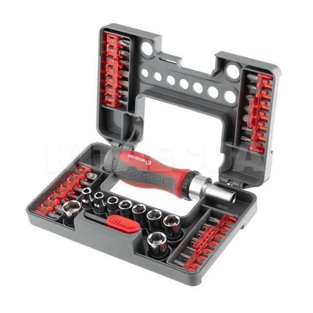 Отвертка реверсивная с набором насадок и головок 38шт Intertool (VT-3638)
