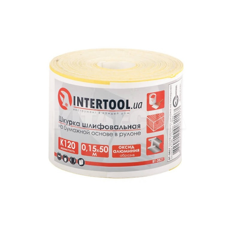 Наждачная бумага 115мм х 50м на бумажной основе К120 Intertool (BT-0821-Intertool)