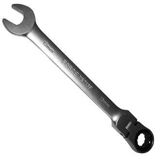 Ключ рожково-накидний 13 мм х 185 мм з тріскачкою та шарніром FORCE