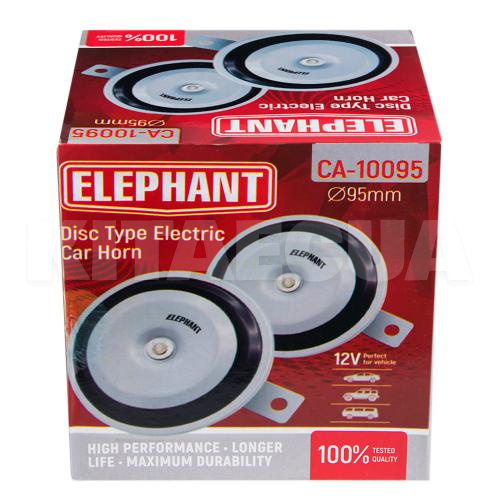 Клаксон электромагнитный дисковый 350 Гц 2 тональности 12 В 110 дБ ELEPHANT (СА-10095) - 4