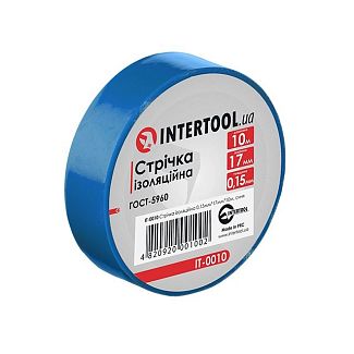 Лента изоляционная 17мм x 10м синяя Intertool