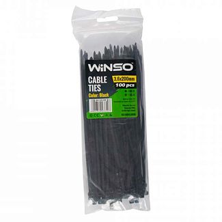 Стяжки чорні пластикові 200 х 3.6 мм 100 шт. Winso
