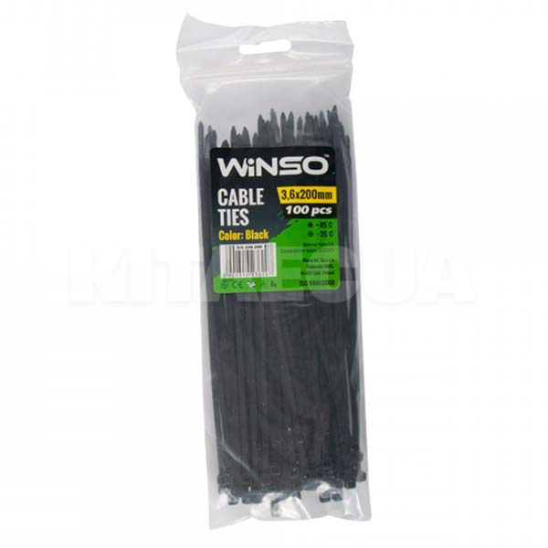 Стяжки чорні пластикові 200 х 3.6 мм 100 шт. Winso (236200)