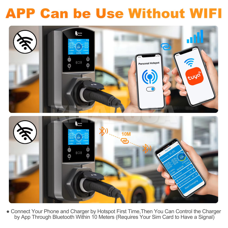 Зарядка для электромобиля 22 кВт 32A 3-фазы Type 2 (универсальная) Draco Wi-Fi FEYREE на HYUNDAI Kona Electric (FY22-32-3PH-TP2-CS) - 6