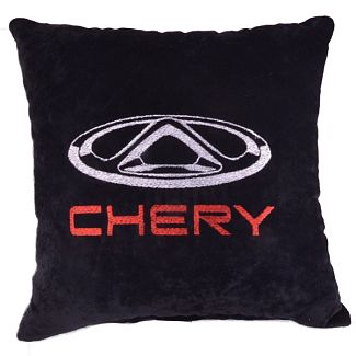 Подушка в машину декоративна "Chery" чорна SLIVKI