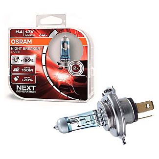 Галогенні лампи H4 60/55W 12V Night Breaker +150% комплект Osram