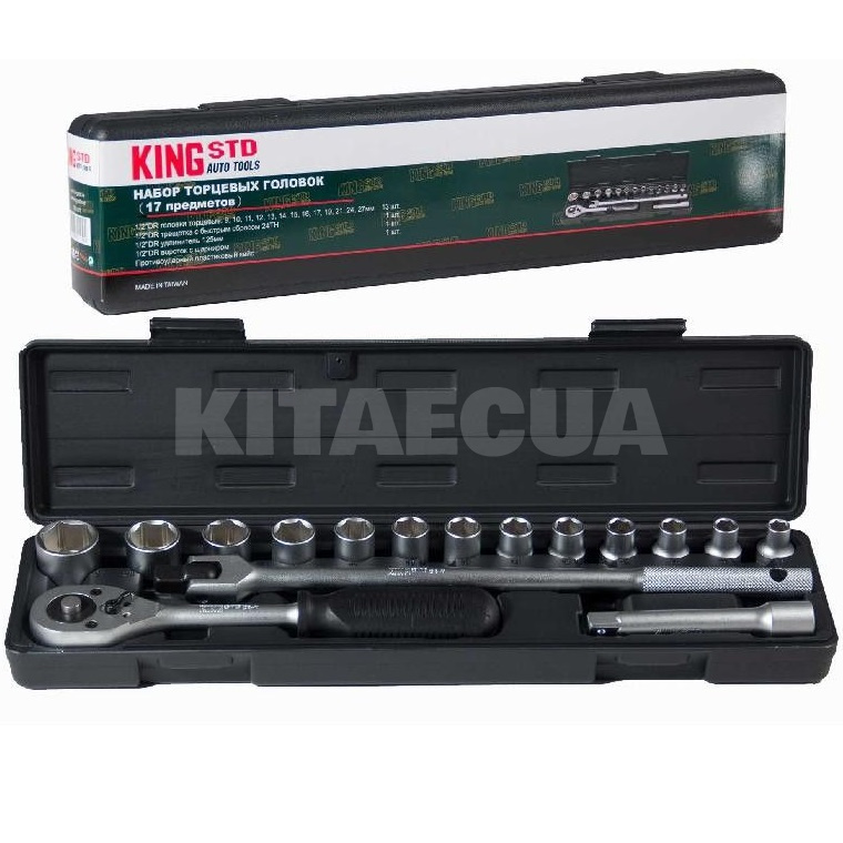 Набір торцевих головок з тріскачкою 1/2" 17 предметів KING STD (23416)