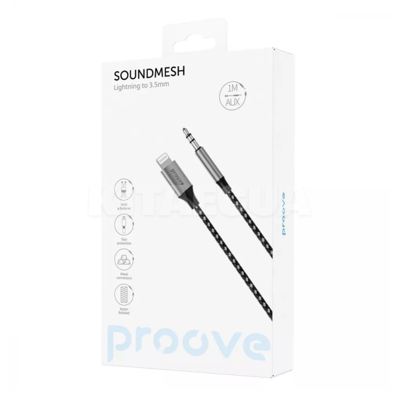 Кабель AUX Lightning 1м SoundMesh серый PROOVE (552720010) - 3