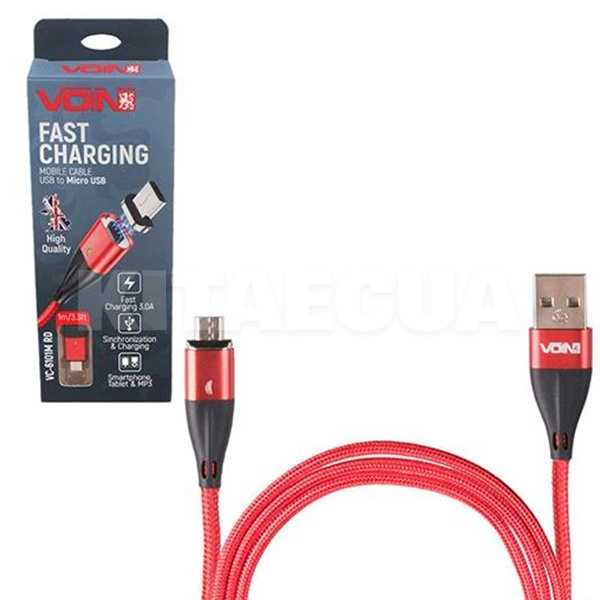 Кабель USB - microUSB 3А VC-6101M 1м красный VOIN (VC-6101M RD)