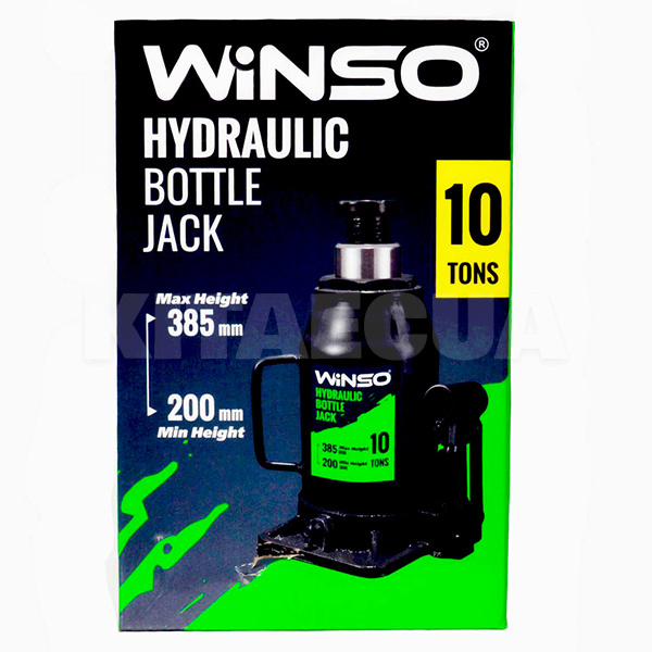Домкрат гідравлічний пляшковий до 10т (200мм-385мм) Картонна упаковка Winso (170100) - 2
