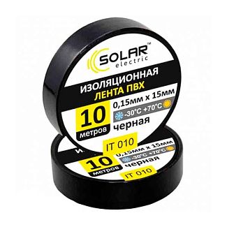 Ізолента 10м х 15мм чорна Solar