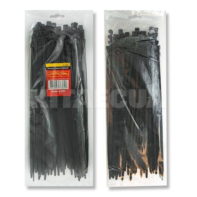 Стяжки черные пластиковые 7.6 х 350 мм 100 шт. Intertool (TC-7636)