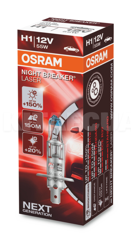 Галогенна лампа H1 55W 12V Night Breaker +150% Osram (OS 64150NL) - 3