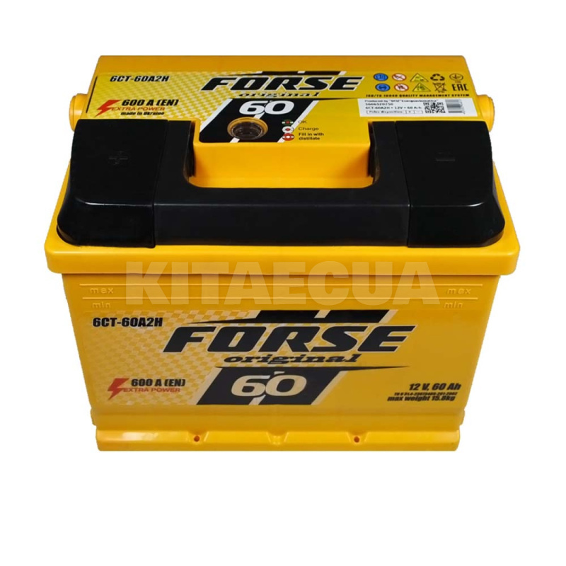 Автомобільний акумулятор Мегатекс 60Ач 600A "+" зліва (1) FORSE (48526) - 2