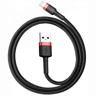 Кабель USB Lightning 2.4A Cafule 0.5м червоний/чорний BASEUS