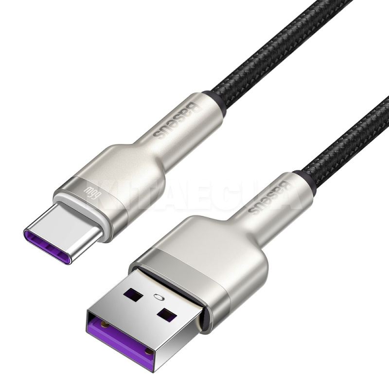 Кабель USB Type-C Cafule Metal Data 66W 1м чорний BASEUS (CAKF000101) - 4