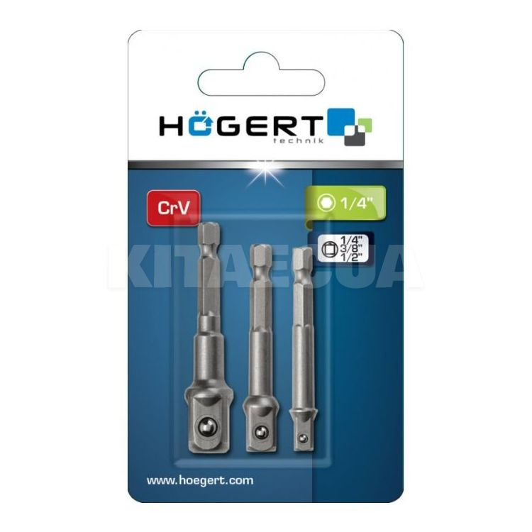 Набор адаптеров для торцевых головок 1/4"& 3/8" &1/2" HOGERT (HT1S445) - 2