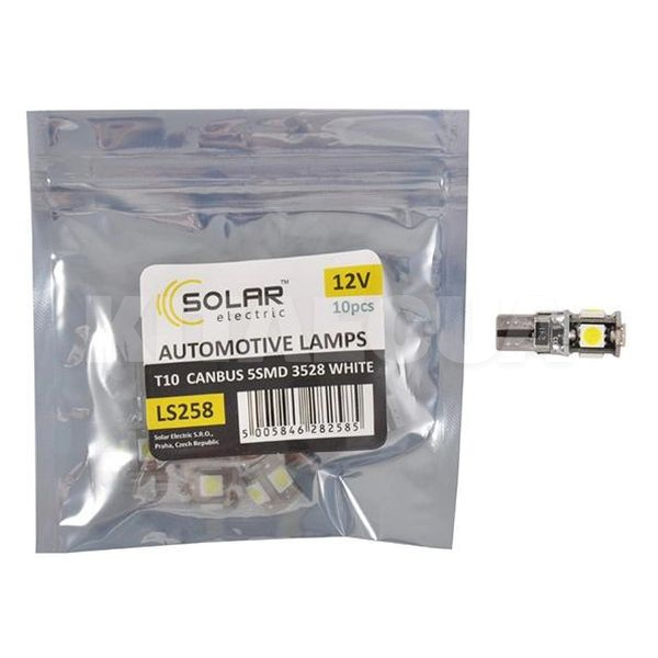 LED лампа для авто W2.1x9.5d 12V (комплект) 10шт. Solar (LS258_P)