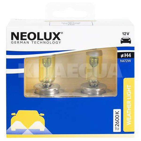Галогенні лампи H4 60/55W 12V Weather Light комплект NEOLUX (NE N472W-2SCB)