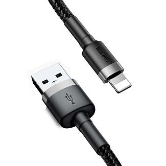 Кабель USB Lightning 1.5A Cafule 2м сірий/чорний BASEUS