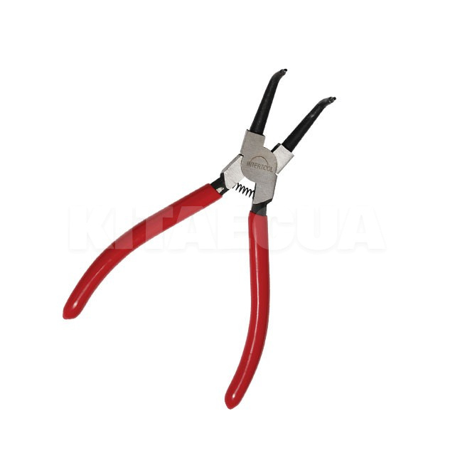 Щипці для зняття/установки стопорних кілець вигнуті на стиск 180 мм Intertool (HT-7012)