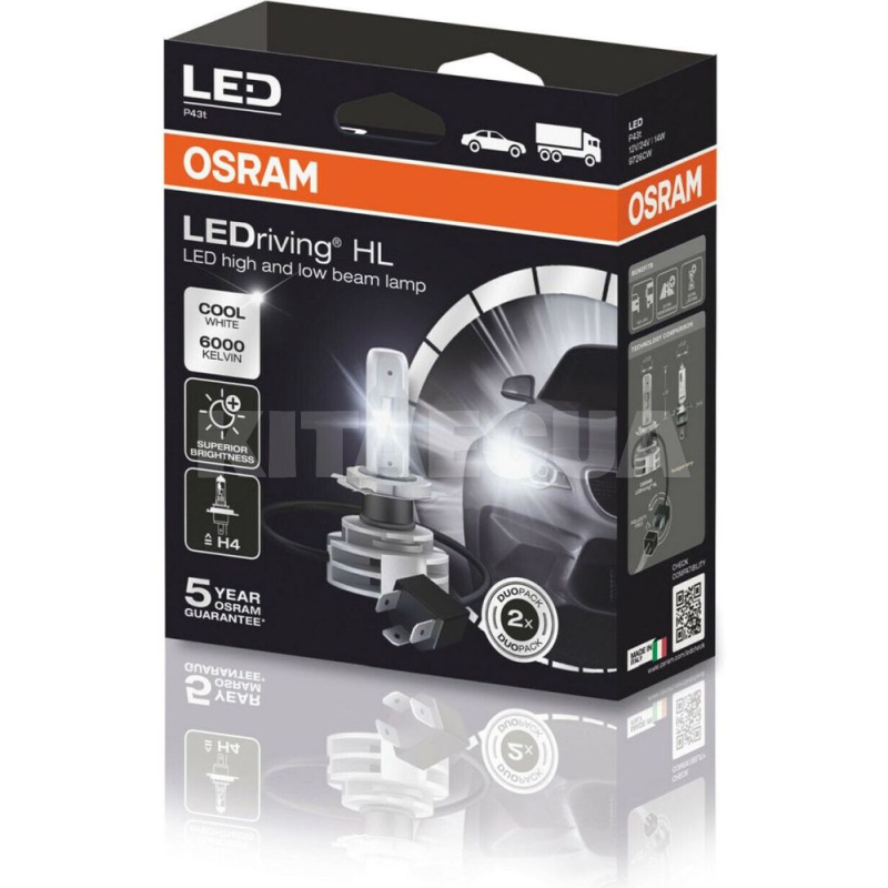 LED лампа для авто H4 14W 6000K Osram (9726CW) - 3