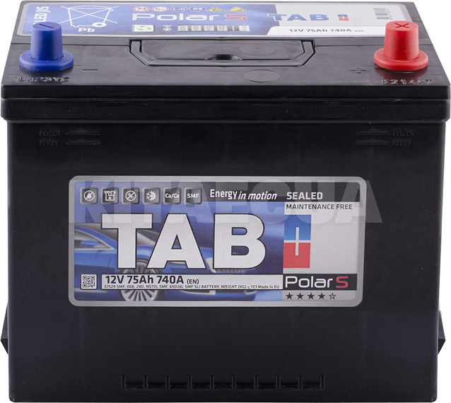 Аккумулятор автомобильный 75Ач 740А "+" справа TAB (TAB POLAR 75 JIS)