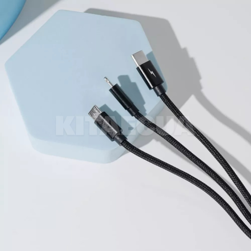 Кабель 3in1 USB to Type-C/Micro USB/Lightning 3А 1.2м черный PROOVE (491920001) - 7