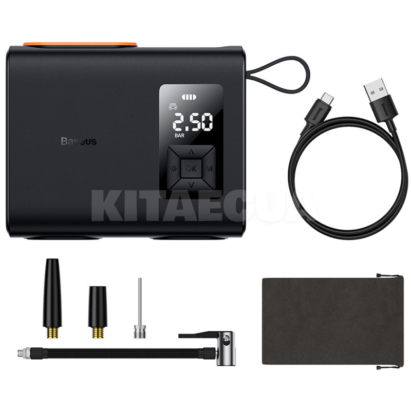 Компрессор автомобильный 30 л/мин 250 Вт 10 Атм Mega EnergyPump Series Dual Cylinder Wireless Inflat BASEUS (CRNL060001)