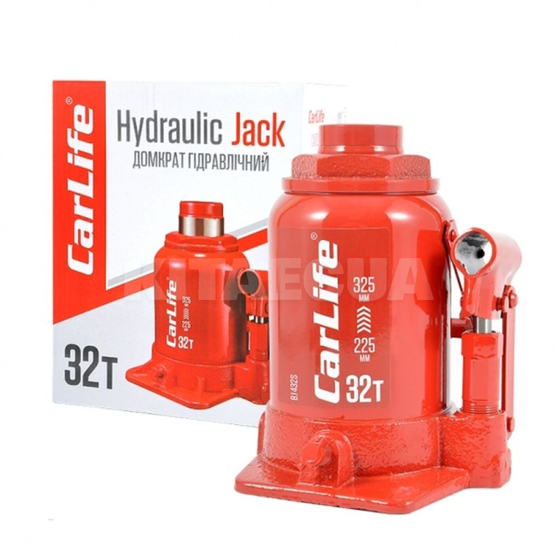 Домкрат гідравлічний пляшковий 32т (225мм-325мм) CARLIFE (BJ432S)