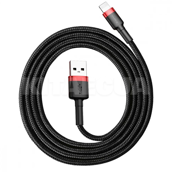 Кабель USB Lightning 2.4A Cafule 1м чорно-червоний BASEUS (180290066) - 3