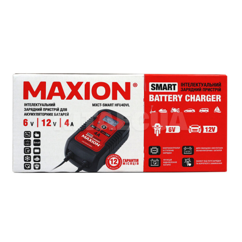 Зарядное устройство для аккумулятора 6В/12В 80Ач интеллектуальное MAXION (MXCT-HFU4DVL) - 2