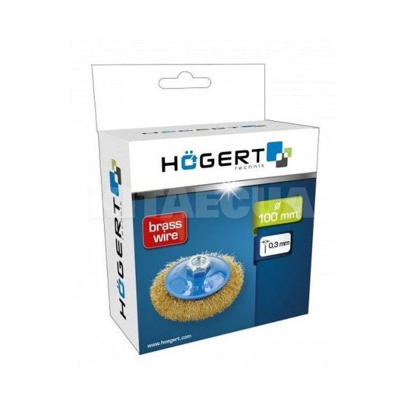 Щетка дисковая латунная с резьбой 100 мм HOGERT (HT7D722) - 2