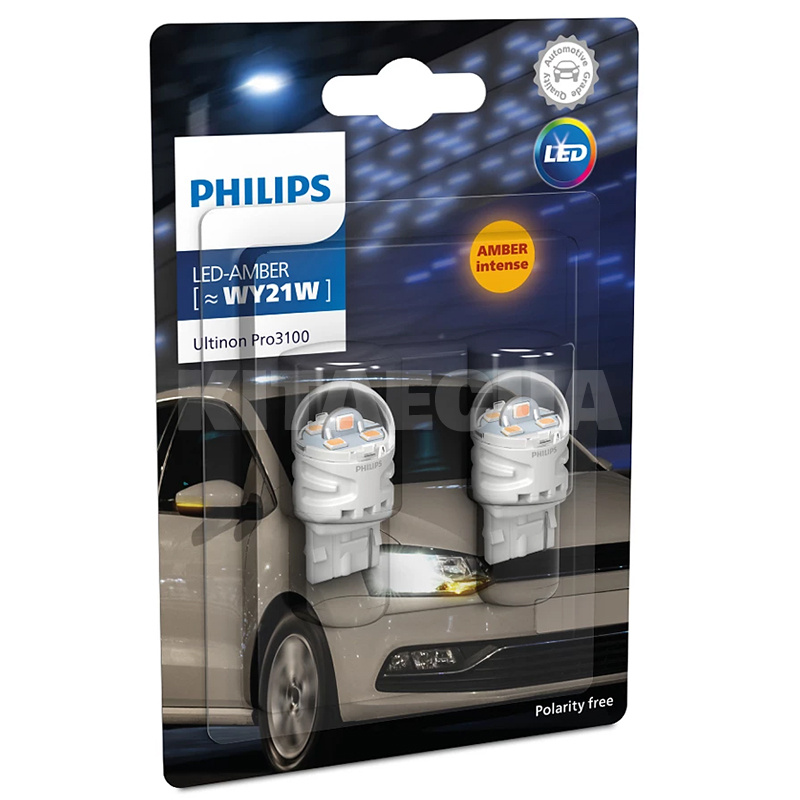 LED лампа для авто Ultinon Pro3100 W3x16d 2.15W (комплект) PHILIPS (11071AU31B2)
