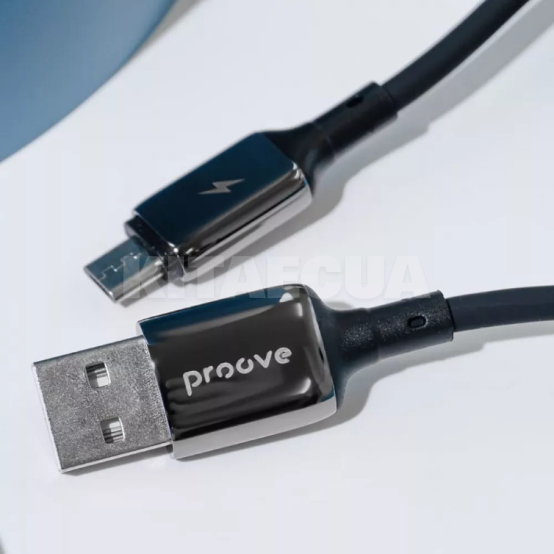 Кабель USB Micro USB 2.4A 1м Flex Metal чорний PROOVE (505020001) - 2