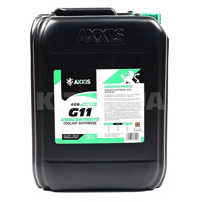 Антифриз-концентрат зеленый 20л G11 -80°С AXXIS (AX-P999-G11Gr ECO 20)