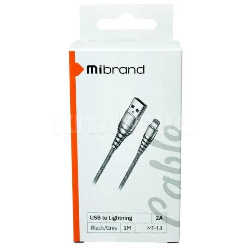 Кабель USB - Lightning 2A MI-14 1м черный/серый Mibrand (MIDC/14LBG) - 2