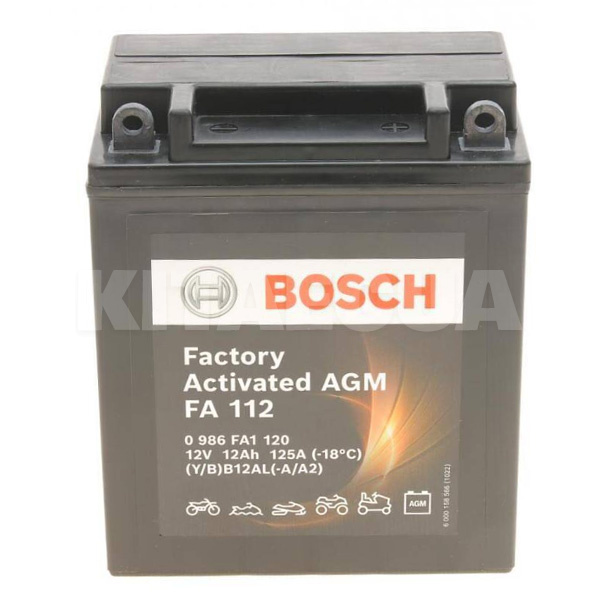 Мото акумулятор FA 112 12Ач 125А "+" праворуч BOSCH (0 986 FA1 120)
